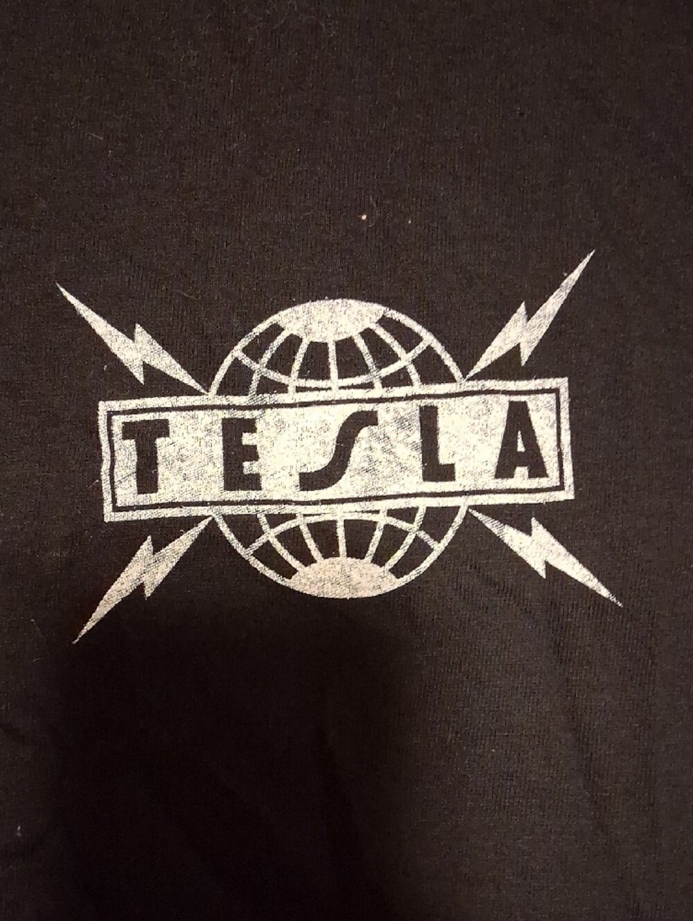 Mens Tesla Black Short Sleeve Graphic Tee with White Chest/Back Logo Size XL - Picture 2 of 4